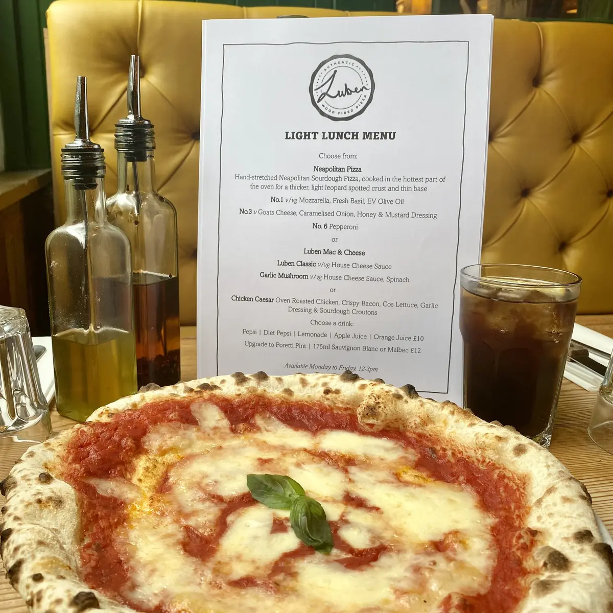 Margherita pizza at Luben