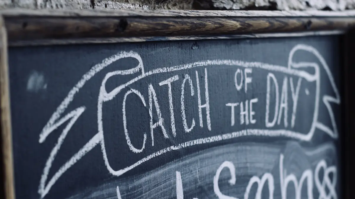 Catch of the Day chalkboard at The Harbour Inn